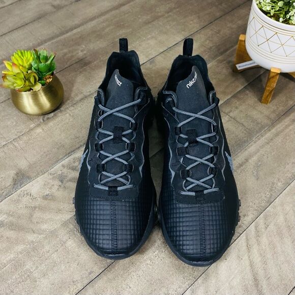 Nike React Element 55 Mens Black Gray Running Athletic Sneakers Size 10.5 - Picture 2 of 6